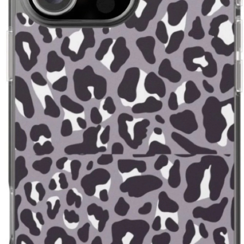 Leopard Print Phone Case - Black and Gray